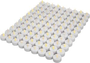LED Theelichtjes Set 100 Stuks – Vlamloze Kaarsjes met Realistisch Flikkerlicht – Sfeerverlichting voor Feestjes en Woondecoratie – Inclusief Batterijen