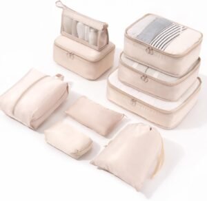Koffer Organizer Set 9 Delig – Reisbagage Opbergzakken – Bagage Kubussen – Voor Vakantie, Zakenreizen en Kamperen – Beige