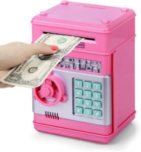 Elektronische Spaarpot voor Kinderen – Digitale Geldbank met Wachtwoord – Voor Munten en Bankbiljetten – Geschikt voor 3-10 Jaar