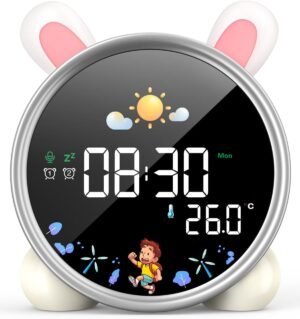 Kinderwekker met slaaptrainer, snooze-functie en instelbare helderheid, batterijvoeding