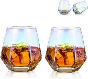 Gekantelde whiskeyglazen set van 2, 300 ml tumbler glazen voor whiskey en bourbon