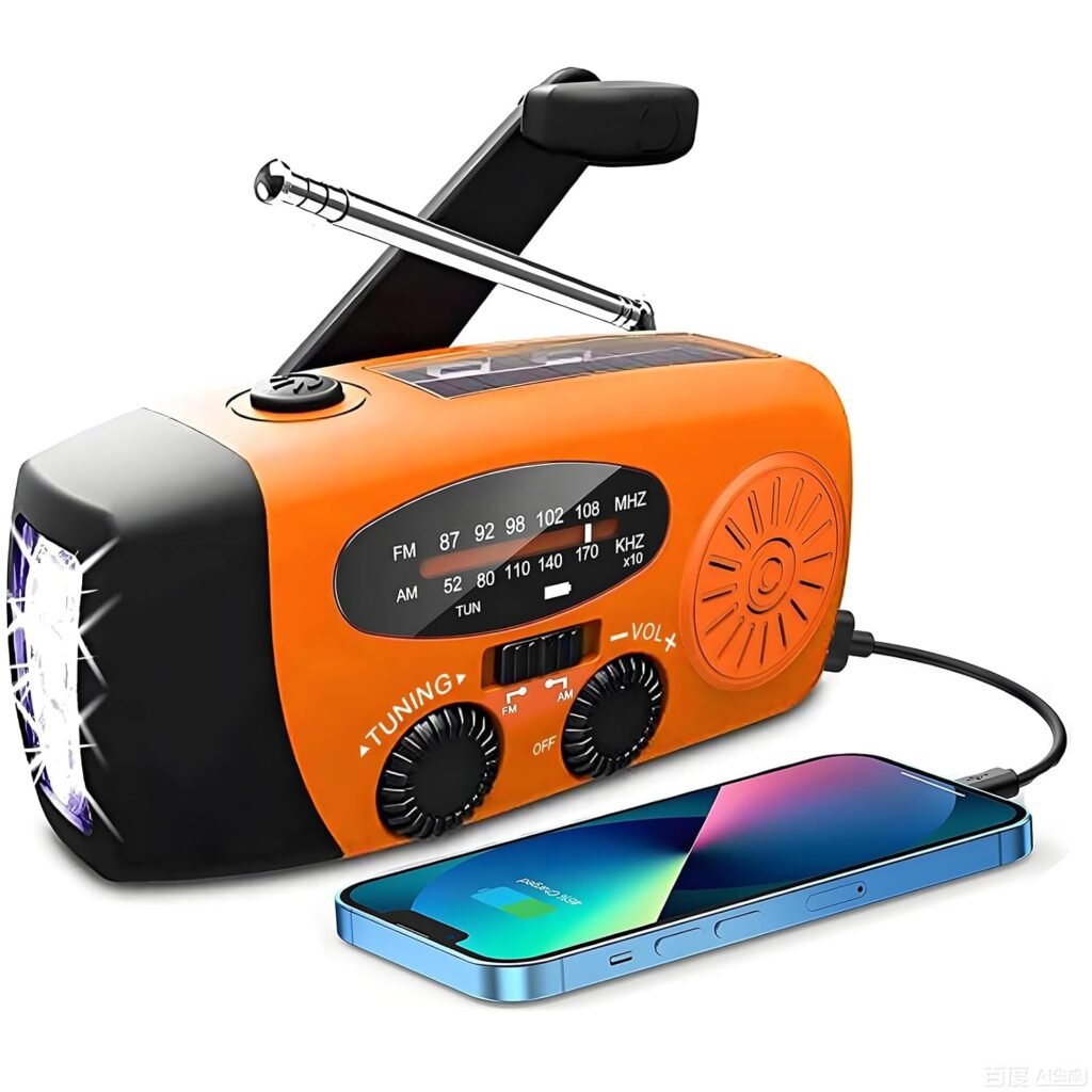 Draagbare noodradio met 2000 mAh batterij, AM/FM-tuner en powerbankfunctie