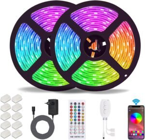 Waterdichte RGB LED strip 10 meter met Bluetooth controller en afstandsbediening, IP65 en 12V voeding