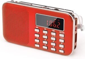 Draagbare AM/FM radio met 1200mAh accu, USB, SD, AUX en verlichting