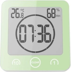 Waterdichte douchetimer met thermometer en hygrometer voor efficiënt waterverbruik in de badkamer