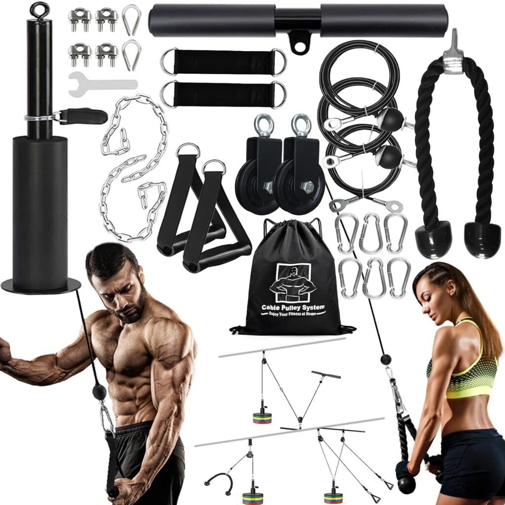 Thuis fitness pulley kabelsysteem voor krachttraining van armen, biceps, triceps, schouders en rug