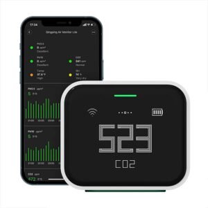 Luchtkwaliteitssensor WiFi – CO2 Meter voor Binnen – PM2.5, PM10, Temperatuur & Vochtigheid – Apple HomeKit Compatibel