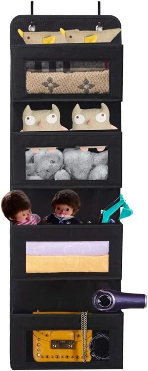 Hangende organizer voor babykamer en badkamer met compartimenten, grijs textiel