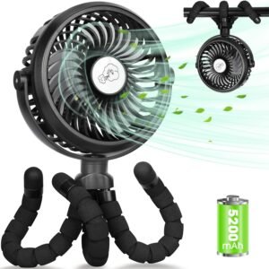 USB-Ventilator Verstelbaar – Stille Mini Ventilator – Compact en Draagbaar – USB-Aangedreven – Zwart 7,8 x 14,8 x 34 cm