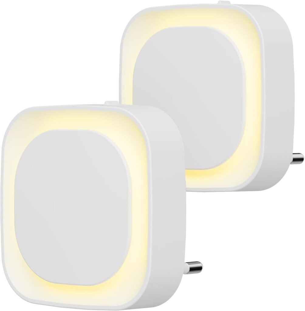 Stopcontact nachtlampje met schemersensor, set van 2, warm wit LED-lampje