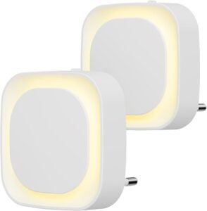 Stopcontact Nachtlampje met Schemersensor – LED Nachtlamp voor Kinderkamer en Slaapkamer – 3 Helderheidsniveaus – Warm Wit – Set van 2
