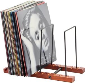 Houten LP opbergbox voor vinylplaten met 50 plaatsen, LP rek en platenhouder voor bureau of woonkamer