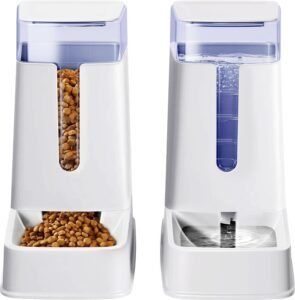 Voederautomaat en Waterdispenser voor Huisdieren – Voer- en Drinkbak Set – 3,8 Liter – Voor Kleine en Middelgrote Honden en Katten – Ideaal voor Reizen