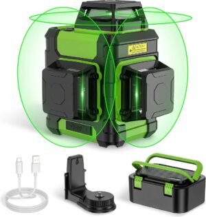 360° zelfnivellerende 3D kruislijnlaser met groene stralen, 12 lijnen en IP54 waterdichte behuizing