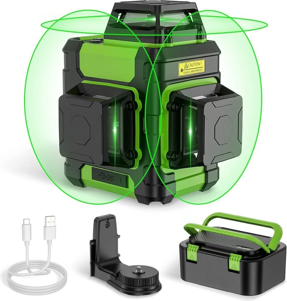 360° zelfnivellerende 3D kruislijnlaser met groene stralen, 12 lijnen en IP54 waterdichte behuizing