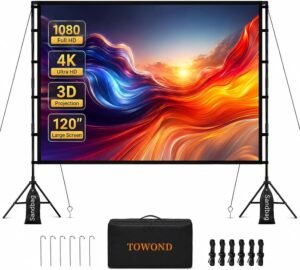 Projectiescherm 120 Inch met Stand - Draagbaar Filmscherm voor Binnen en Buiten - 16:9 4K HD - Kreukvrij met Draagtas
