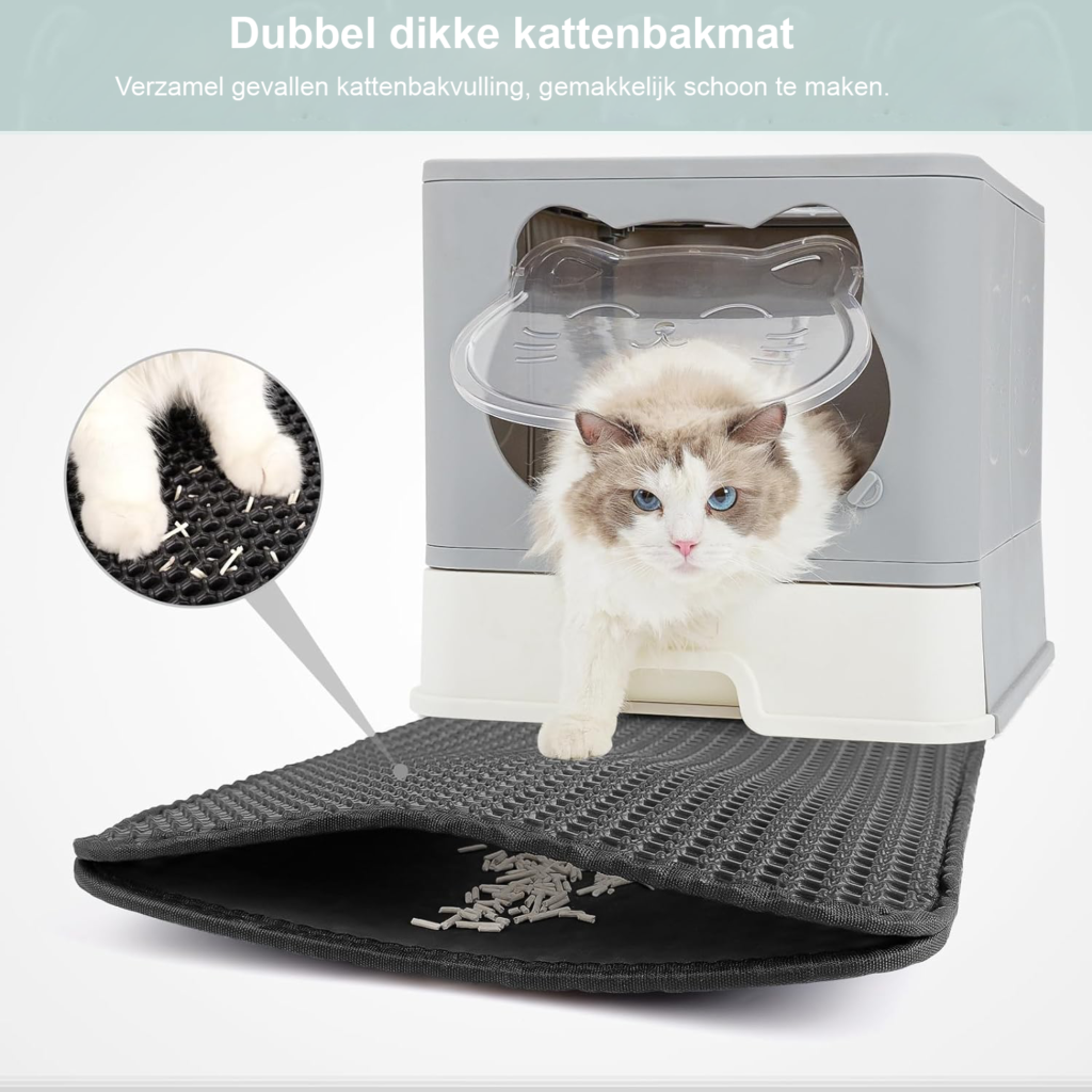 Kattenbak met gesloten kap en ontgeurende lade, opvouwbaar en ruimtebesparend ontwerp