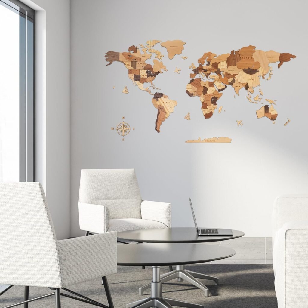 Wereldkaart Muursticker - Educatieve Wanddecoratie - Zelfklevend Vinyl - Meerkleurig - 150 x 85 cm