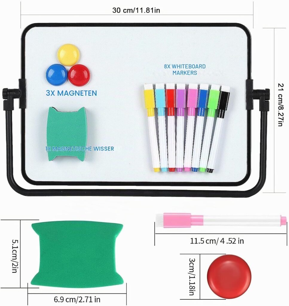 Dubbelzijdig magnetisch whiteboard 30 x 21 cm