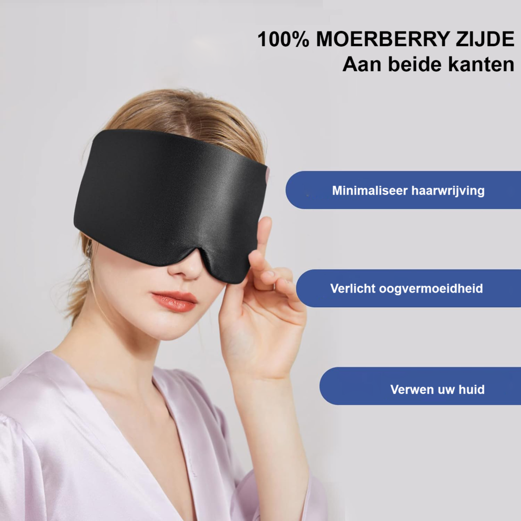 Zijden Slaapmasker met Verstelbare Band - Oogmasker voor Diepe Slaap - Ademend Nachtmasker - Comfortabel Oogbindmasker