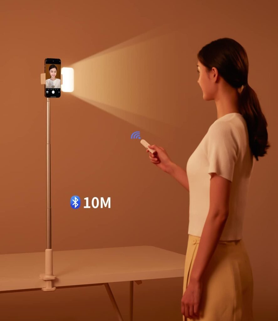 Telefoonhouder met LED-ringlicht - Flexibele scharnierende arm en statief - Handsfree voor video, livestreams en online meetings - Voor smartphones tot 6,7 inch