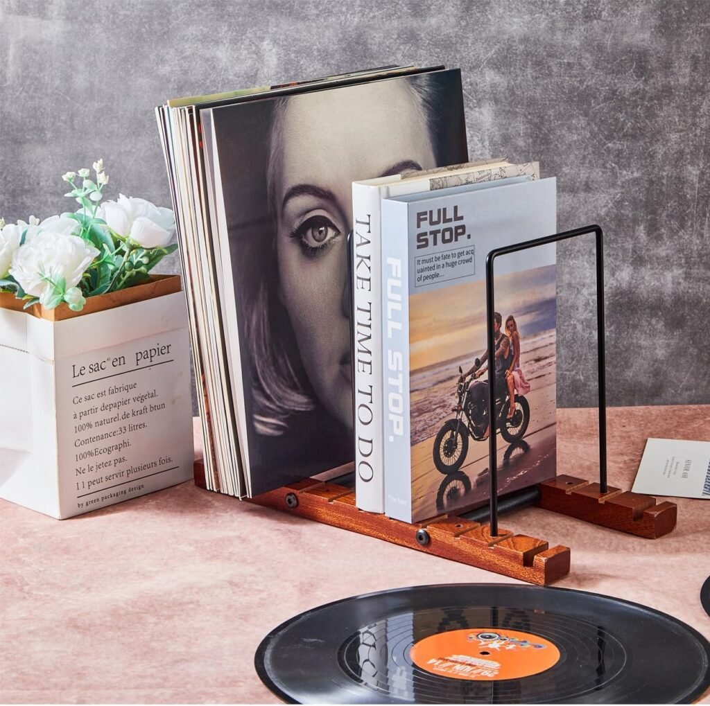 LP Opbergbox Hout - Vinylplaten Rek met 50 Plaatsen - LP Standaard en Platenhouder - Voor Woonkamer of Bureau