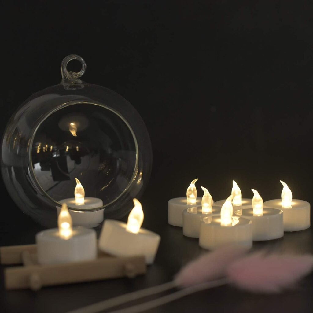 LED theelichtjes set van 50, vlamloze draadloze kaarsen met batterij inbegrepen