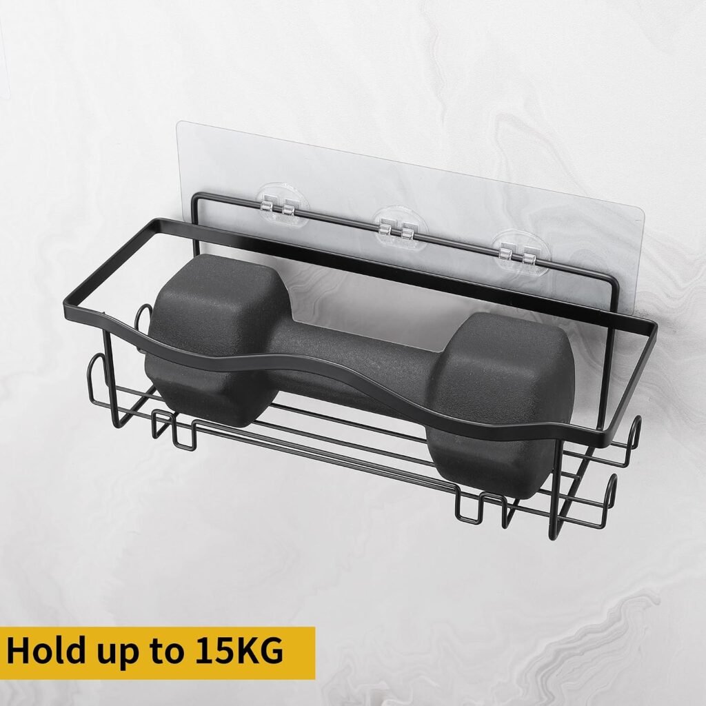 Doucheplank Zonder Boren - Douche Organizer voor Shampoo en Badkamer - RVS Wandplank - Set van 3, Zwart