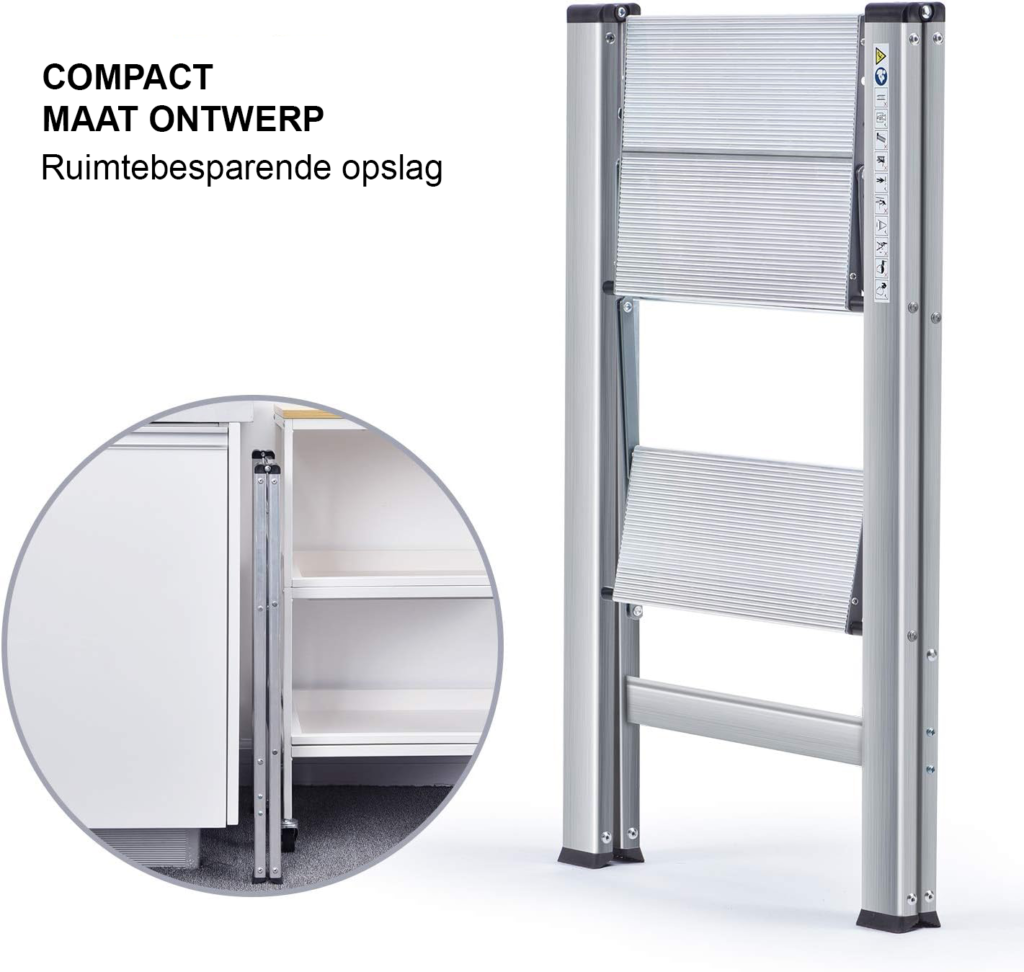 Opvouwbare trapladder met 2 treden voor huishoudelijk gebruik