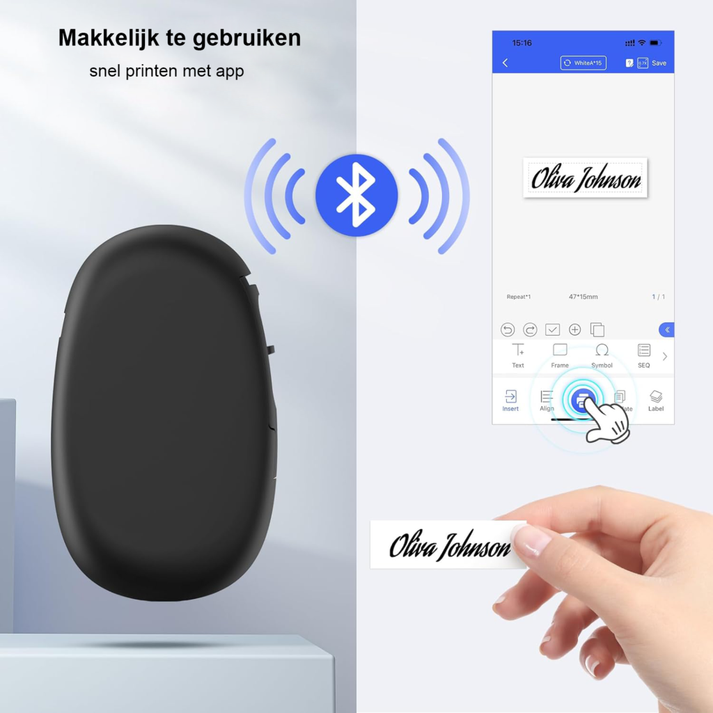 Draagbare draadloze labelprinter met Bluetooth voor efficiënt labelen