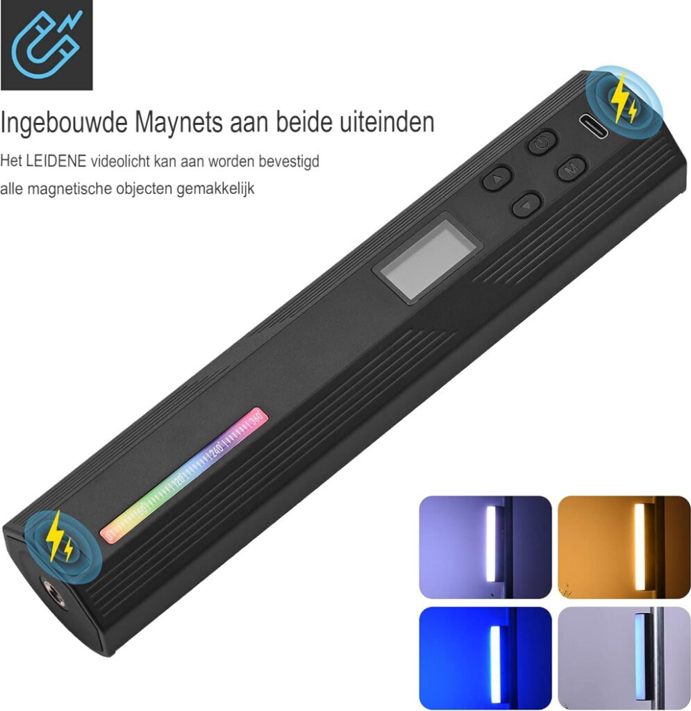LED Videolamp - Instelbare Helderheid en Kleurtemperatuur - Studiolamp voor Fotografie en Streaming - USB-Oplaadbaar - 7 W, Zwart