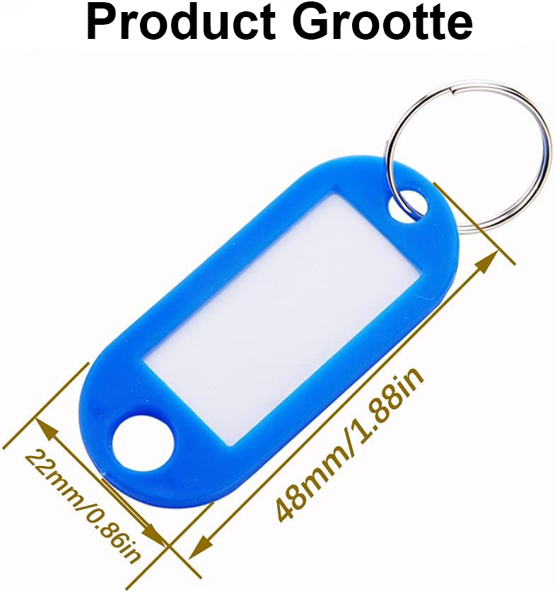 Sleutelhangers met Verwisselbaar Label - Label Sleutelhangers voor Hotel, Kantoor en Bagage - 10 Stuks in 10 Kleuren
