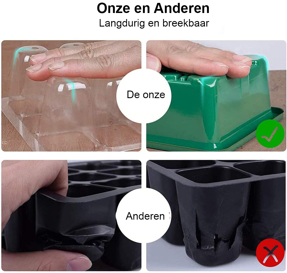 Plantenbak met verstelbare koepeldeksels 74x44 cm met zaaitray voor plantenzaden, groente en bloemen