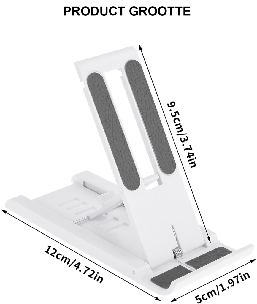 Verstelbare zwarte telefoonstandaard voor bureau, handsfree smartphonehouder