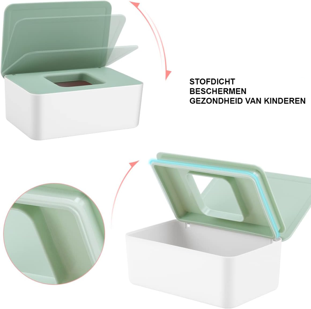 Doos voor vochtig toiletpapier met stofdichte opberging voor de badkamer