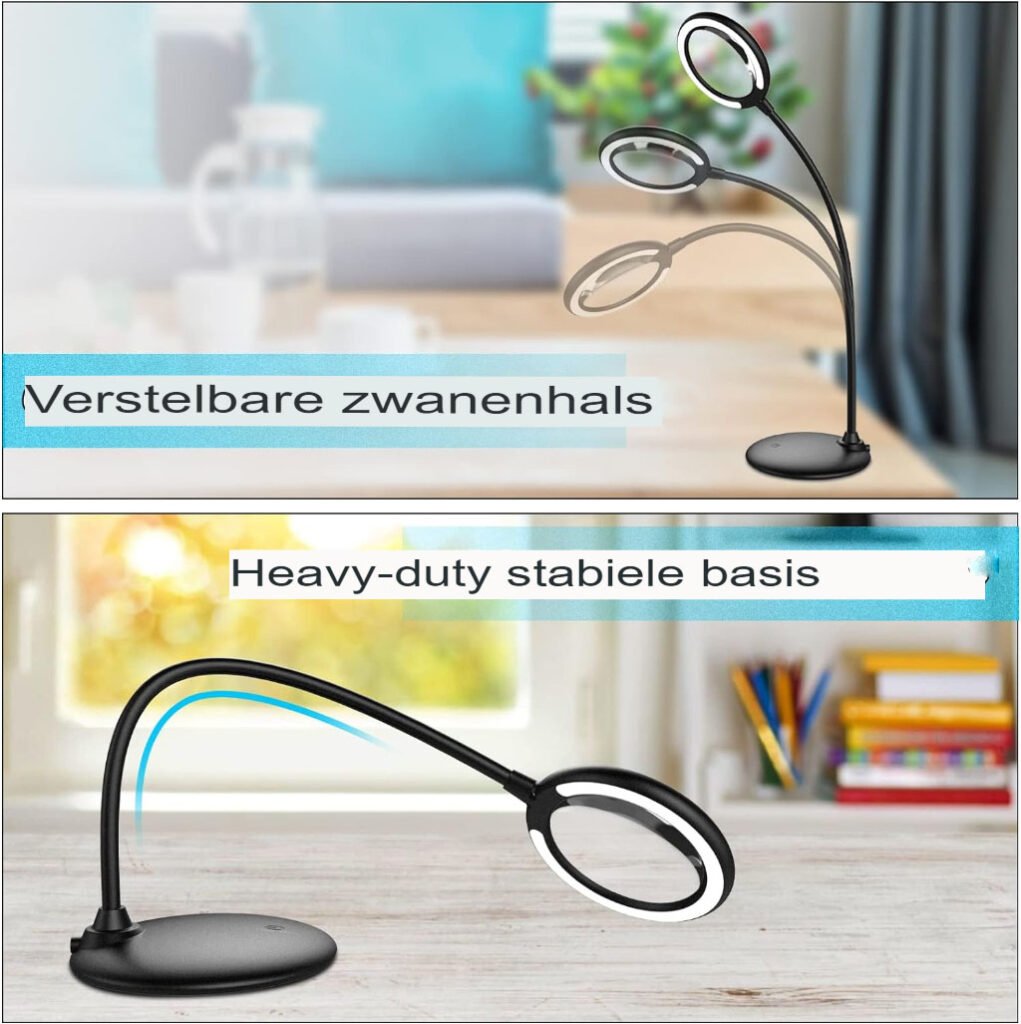 Deze oplaadbare vergrotingsbureaulamp met handtouch bediening is jouw ideale metgezel voor nauwkeurig werk, waarbij helderheid en vergroting cruciaal zijn. Dankzij het innovatieve ontwerp en de veelzijdige functionaliteiten, verbetert deze bureaulamp jouw werkervaring en zorgt voor comfortabele en efficiënte werkomstandigheden. Voordelen Oplaadbaar ontwerp voor draadloos gebruik, waardoor je niet gebonden bent aan een stopcontact. Handtouch bediening voor eenvoudige aanpassing van helderheid en vergroting. Verstelbare arm en draaibare lampkop voor optimale positionering en flexibiliteit. Hoogwaardige LED-verlichting voor helder en natuurlijk licht, waardoor vermoeidheid van de ogen wordt verminderd. Vergrootglas met verschillende dioptrieën voor het nauwkeurig bekijken van kleine details. Draadloos en oplaadbaar Deze vergrotingsbureaulamp is uitgerust met een oplaadbare batterij, waardoor je geen gedoe hebt met vervelende snoeren en altijd flexibel bent in het plaatsen van de lamp op je bureau. Je kunt hem gemakkelijk opladen via een USB-poort. Handtouch bediening Met de handtouch bediening kun je eenvoudig de helderheid van de LED-verlichting aanpassen en de vergroting van het vergrootglas regelen. Met slechts een lichte aanraking pas je de instellingen aan naar jouw voorkeur, zonder dat je knoppen hoeft in te drukken. Verstelbaar en draaibaar ontwerp De lamp heeft een flexibele arm die 360 graden kan draaien en buigen, waardoor je de lamp eenvoudig kunt aanpassen en positioneren voor het beste licht op jouw werkplek. De lampkop kan ook in verschillende hoeken worden gekanteld voor optimale verlichting. Hoogwaardige LED-verlichting Met de ingebouwde LED-lampen geniet je van helder en natuurlijk licht dat vermoeidheid van de ogen vermindert en de contrasten verbetert, waardoor je comfortabel kunt werken, zelfs bij langdurig gebruik. Vergrootglas met verstelbare dioptrieën Het vergrootglas van deze bureaulamp is voorzien van lenzen met verschillende dioptrieën, zodat je kleine details duidelijk en nauwkeurig kunt bekijken. Of je nu fijn handwerk doet, leest of kleine onderdelen inspecteert, dit vergrootglas biedt de perfecte vergroting voor jouw behoeften. Verpakkingsinhoud 1x Oplaadbare vergrotingsbureaulamp 1x USB-oplaadkabel Handleiding Productspecificaties Afmetingen: 21.9 x 18 x 16.5 cm Gewicht: 1.86 kg Materiaal: Plastic Lichtbron: LED Vergroting: Verstelbaar Voeding: Oplaadbaar via USB Kleur: [vul hier de kleur in] Bestel nu deze handige oplaadbare vergrotingsbureaulamp en ervaar het gemak van nauwkeurig werken met helder licht en vergroting!