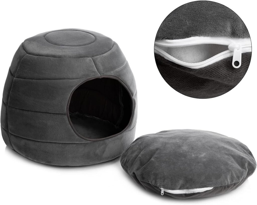 Opvouwbaar katten- en hondenbed donkergrijs met comfortabel matras, maat L 50x45 cm