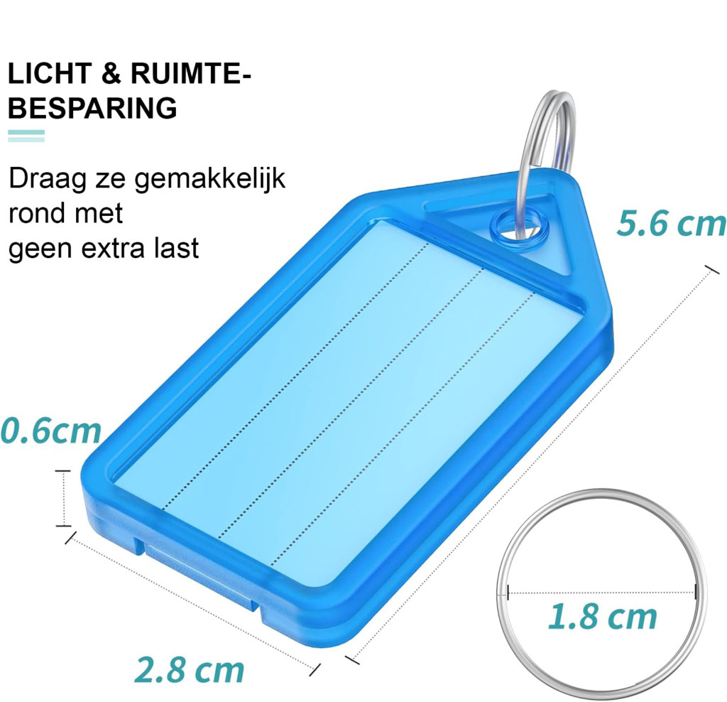 Sleutellabels Set van 20 - Sleutelhangers met Papieren Labels - Transparante Hoesjes - Sleutel Identificatie en Organisatie