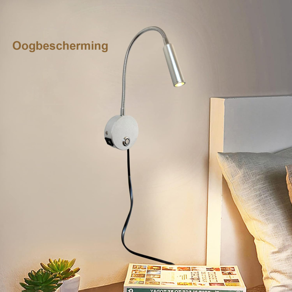 Dimbare leeslamp met flexibele hals voor bed en studeren