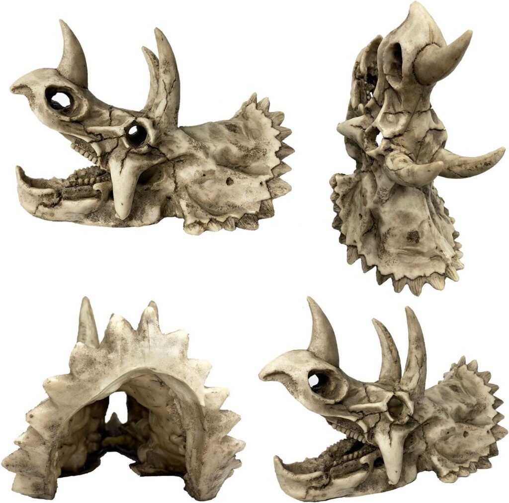 Aquariumdecoratie Triceratops - Realistisch dinosaurusornament voor vissen en reptielen - Duurzaam kunststof - 2,54 x 2,54 x 2,54 cm