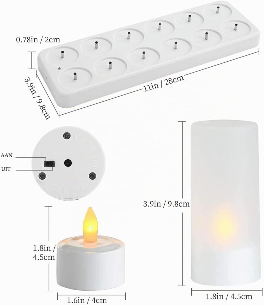 Oplaadbare theelichtjes met flikkerende vlam set van 6, vlamloze kaarsen met warm wit licht