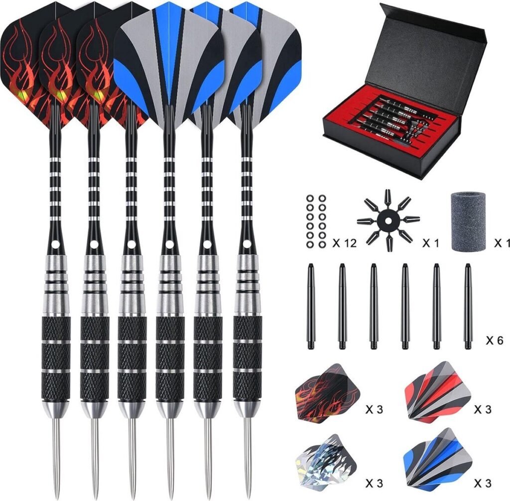 Roestvrijstalen dart flight protector voor bescherming van dartflights, inclusief geschenkdoos