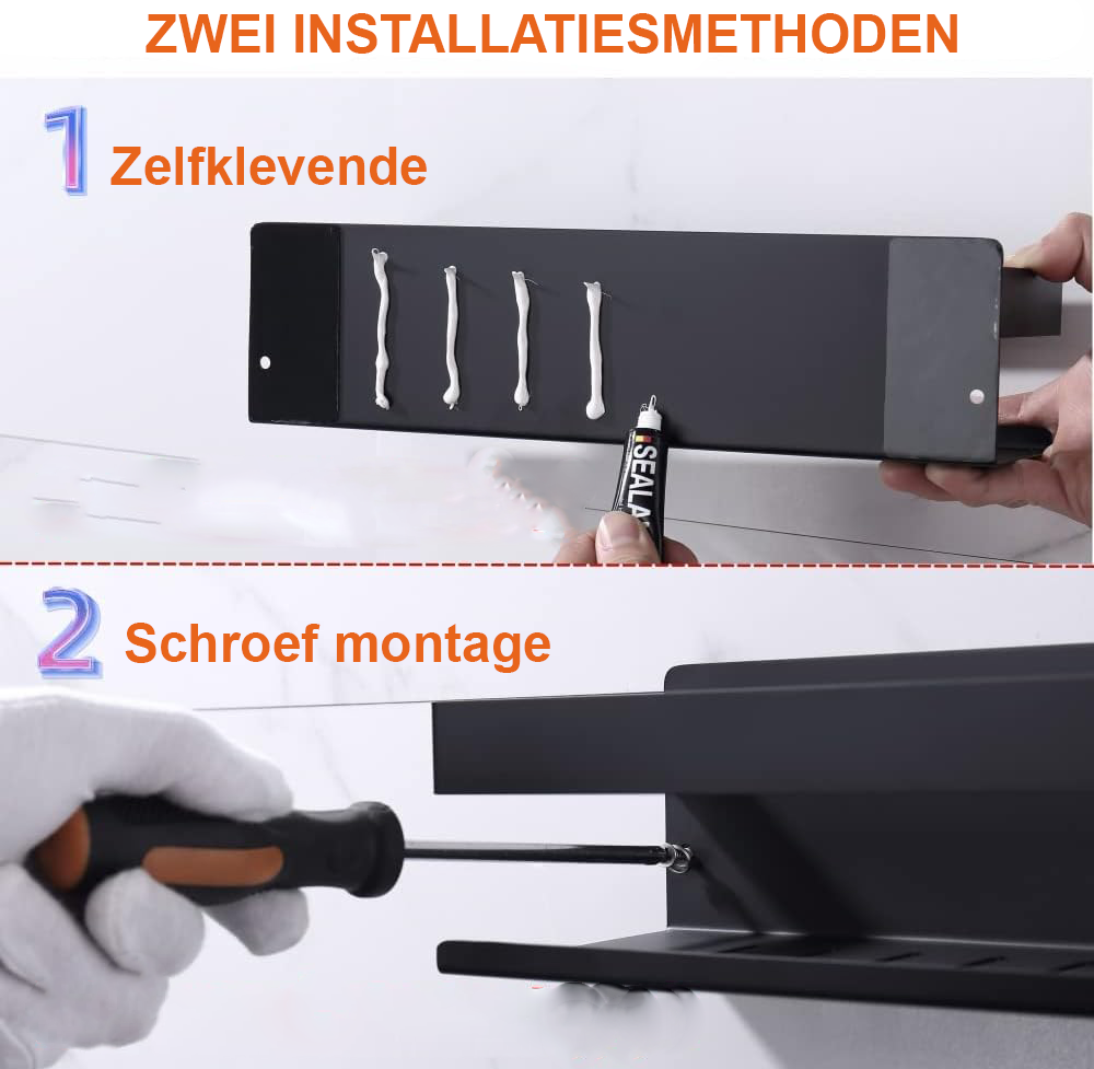 RVS doucheplank wandmontage 40 cm, waterbestendig badkamer planchet