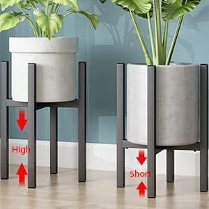 Verstelbare metalen bloempot standaard voor diverse potmaten, geschikt voor binnen en buiten