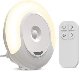 Nachtlampje met Stopcontact – Dimbaar LED Nachtlicht met Afstandsbediening – 11 Helderheidsstanden – Voor Slaapkamer en Kinderkamer