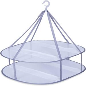 Opvouwbaar mesh kleding droogrek voor truien en pullovers, inklapbaar hangend wasrek met bevestigingsband voor binnen en buiten, 1 laag