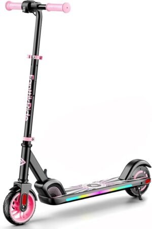 Elektrische step voor kinderen vanaf 8 jaar met Bluetooth muziek, regenboog LED-verlichting en verstelbaar stuur