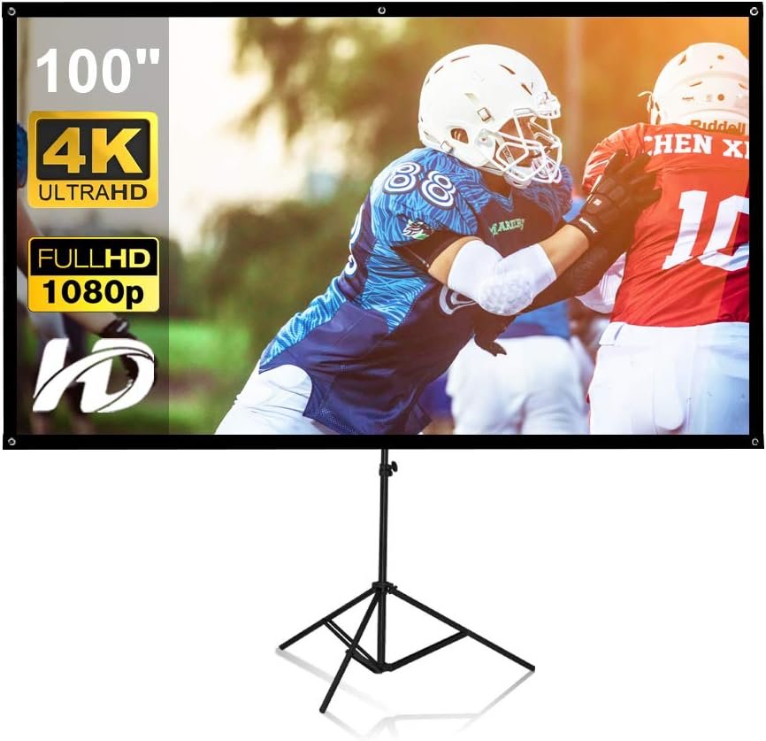 Draagbaar projectiescherm met standaard 100 inch 16:9 4K HD voor binnen en buiten