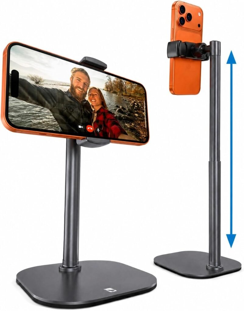 Verstelbare telefoonstandaard voor smartphone op bureau voor videobellen en videogesprekken