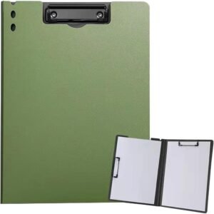 A4 Kunststof Klembord met Dubbele Clips – Ideaal voor Kantoor, Studie en Onderwijs – 31,5 cm x 22,5 cm – Groen